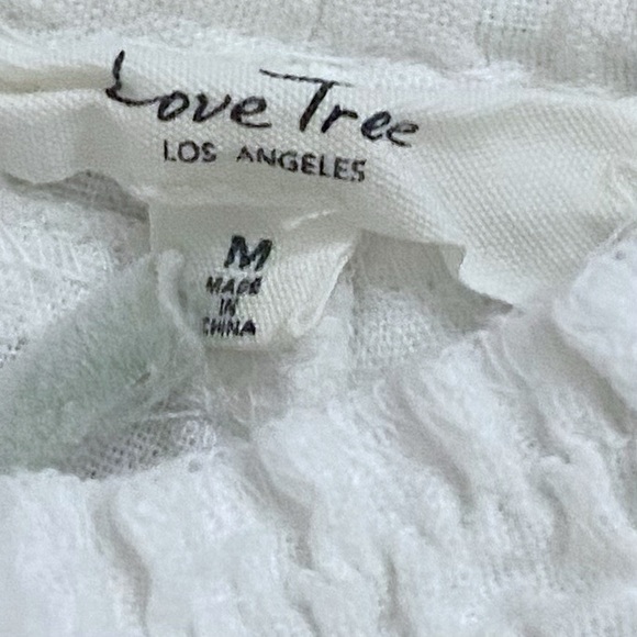 White Linen Blend Drawstring Pants Smocked Waist Flared by Lovetree - Picture 5 of 13